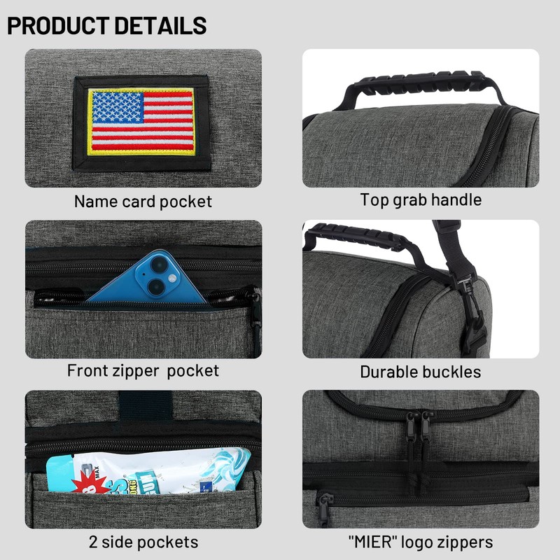 MIER 2 Compartment Lunch Bag for Men Women, Leakproof Insulated