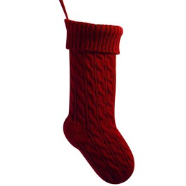 meioro 18 Inches Christmas Stockings, Large Size Cable Knitted Xmas Stocking for Kids, Fireplace Hanging Stockings for Christmas Holiday Party Decoration (Burgundy)