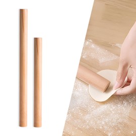 DBAILY Rolling Pin, 2 Pcs Beech Wood Rolling Pin Without Handles Professional Wooden Feel Smooth Non-Sticky Suitable for Pastry Making Dough Dumpling Wrapper Baking Utensils (30 CM+40 CM)