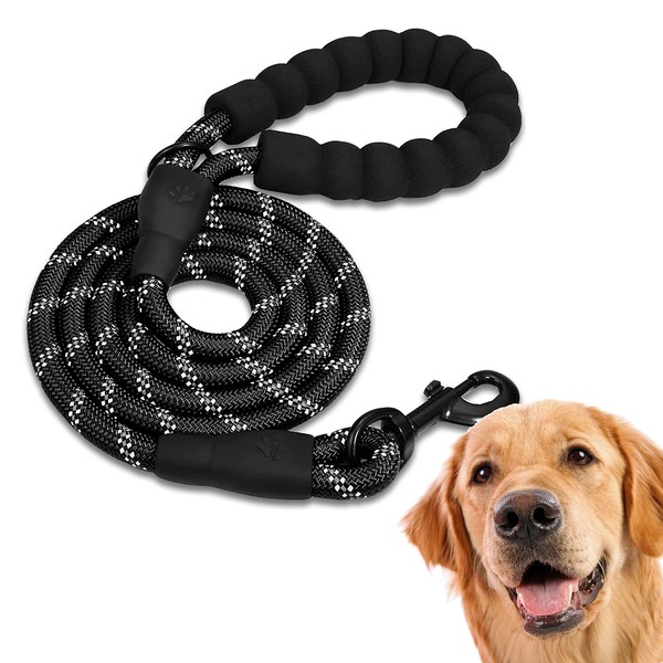 Edipets, Dog Leash Strong Dog Leash with Padded Handle for Puppy Small Medium Large Dog, 120cm, 150cm, 220cm (220cm, Black)