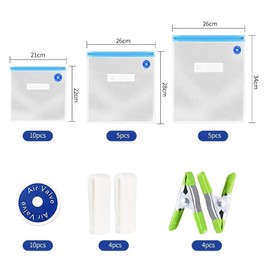 Reusable Food Storage Bag,Portable Vacuum Sealer Storage Bags,Vacuum Sealer Zipper Bags,Dry and Moist Food Preservation for Vac Storage,Kitchen