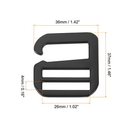 QUARKZMAN Pack of 4 26 mm / 1.02 Inch Metal G-Hook Strap Fasteners Adjustable Flat Tri-Glide Sliders for Backpack Strap Webbing Matte Black, dark grey