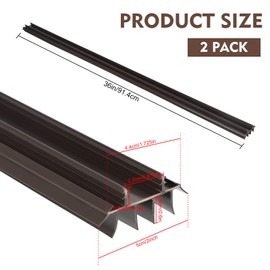 2 Pcs 36 Inch Vinyl Replacement Under Door Seal Replacement Door Bottom with Vinyl Fins Weatherstrip Draft Blocker Adjustable Under Door Bottom Seal with Drip Cap Fits Gaps (Style 1)