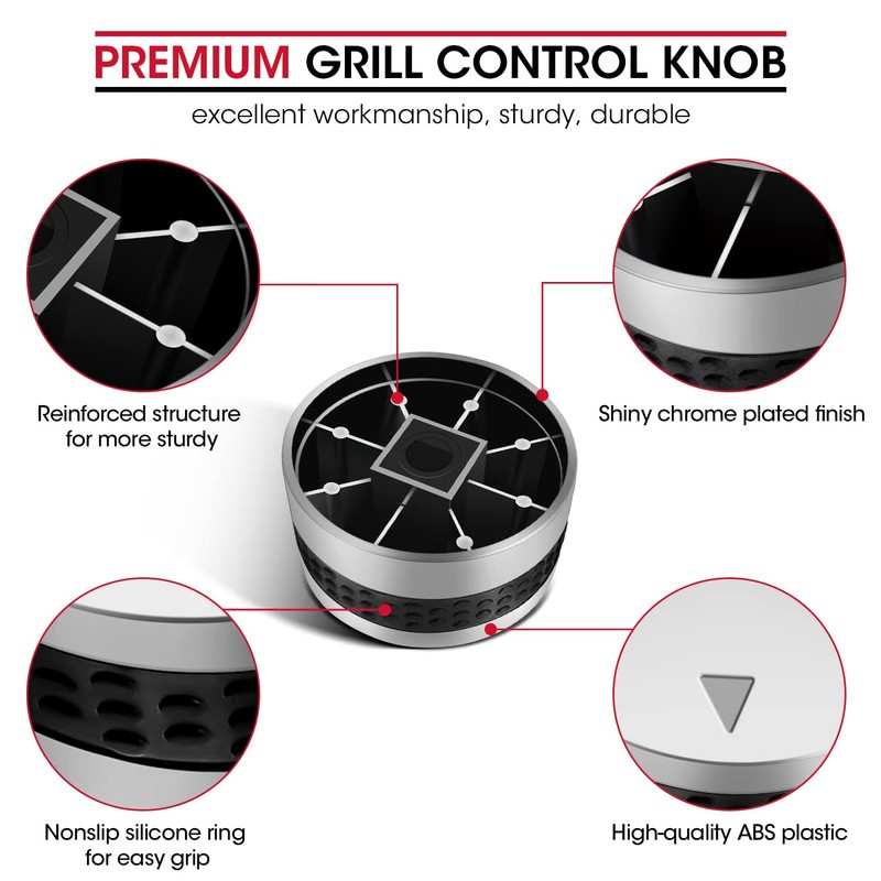 Unicook 6 Pack Gas Grill Burner Knobs Replacement, Chrome Plated
