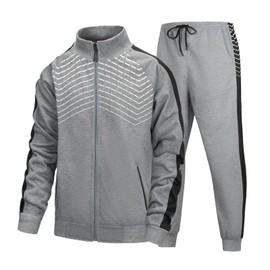LBL Leading the Better Life Men's Athletic 2 piece set Tracksuit Casual Jogging Suits Sports Set Grey S