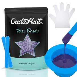 Hard Wax Beads for Hair Removal Sensitive Skin, 3lb Brazilian Coarse Waxing for Bikini, Face, Eyebrow, Back, Chest, Legs, Armpit, Waxing Beads for Women Men with Silicone Pot, Lavender