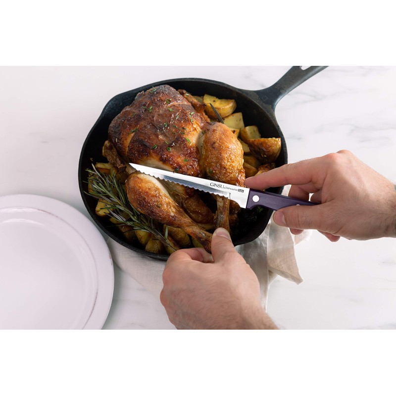 Ginsu Kiso 14-Piece Purple Knife Set with Natural Block -