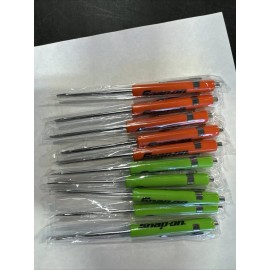Snap-on 5 Green, 5 Orange Snap on Pocket Screwdrivers Flat Tip Screwdrivers,  ~ Magnetic