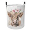 Laundry Basket Pink Floral Highland Cow Collapsible Laundry Hamper with