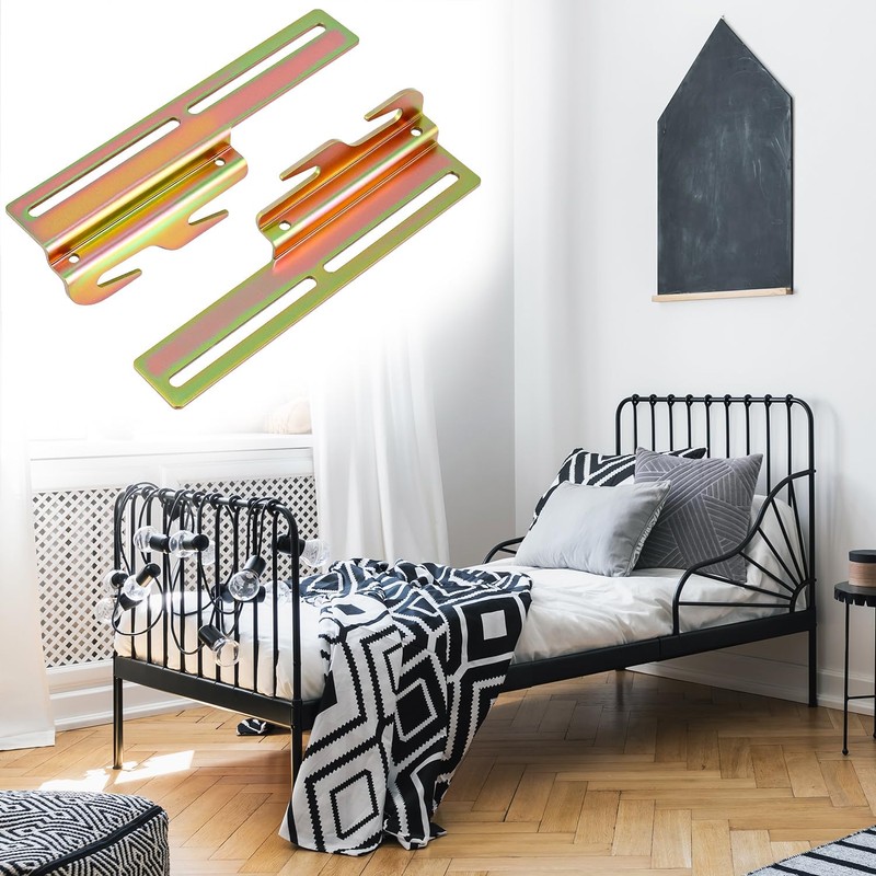 QWORK Bed Frame Brackets, 4Pcs 711 Bolt-On to Hook-On Bed