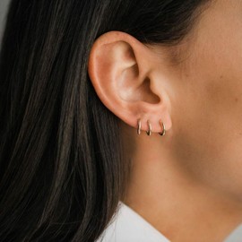 Gokeey Small Gold Huggie Hoop Earrings Set for Women 14K Real Gold Plated Hypoallergenic Lightweight Earrings for Sensitive Ears Everyday Earrings for Cartilage Piercings (6mm/6mm/6mm/6mm, Gold)