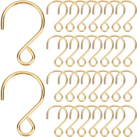 SOFPLATE 1 Box 300pcs S Shaped Hooks Small Stainless Steel S Hooks Metal Wire Mini Golden S Shape Ornament Hanger Hook Connectors for Hanging Crystal Chandelier Christmas Day Tree Jewelry DIY Crafts