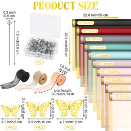 Aodaer 523 Pcs Flower Bouquet Wrapping Paper Waterproof Floral Wrap Florist Supplies with Crystal Corsage Pins and Satin Ribbons 3D Butterfly Decorations for Mother's Day Valentines DIY Craft