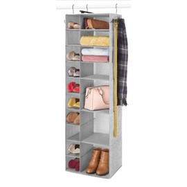 Whitmor Hanging Shoe & Sweater Organizer with Accessory Hooks - Space-Dyed Grey