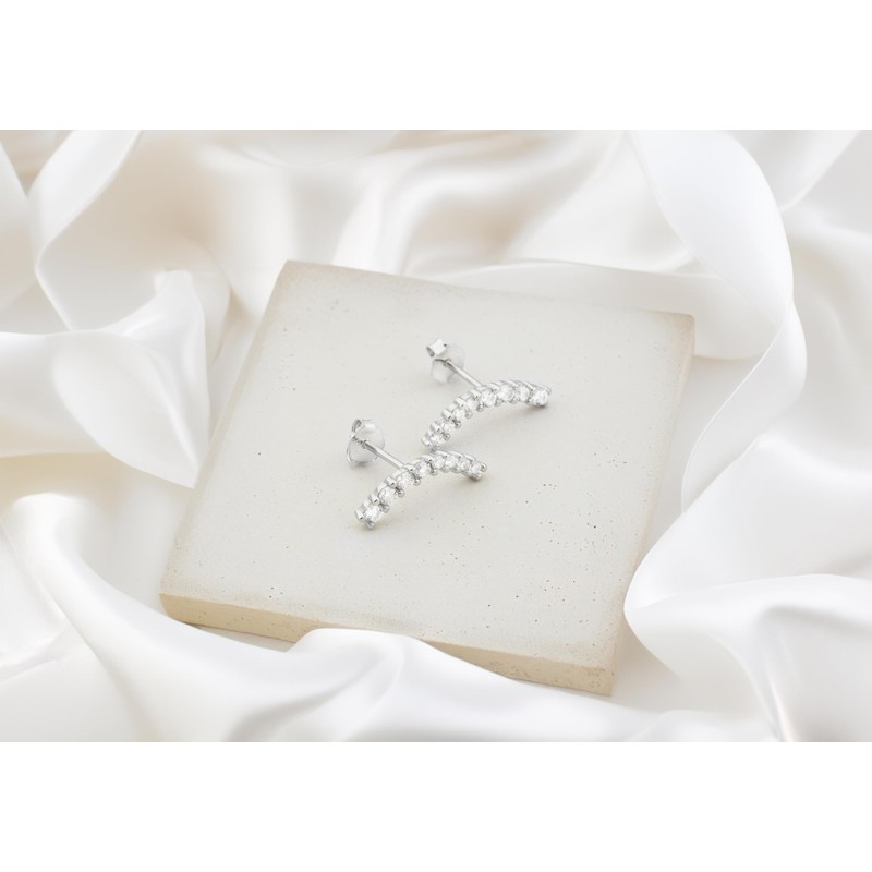 Sofia Milani 20115 Earrings Ladies’ Ear Clamps, Arched, Silver