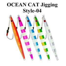 OCEAN CAT Señuelos de pesca de paso lento con anzuelo plano para pesca en agua salada 60G/100G/150G/200G/250G (150G, estilo 4: color rojo y dorado)