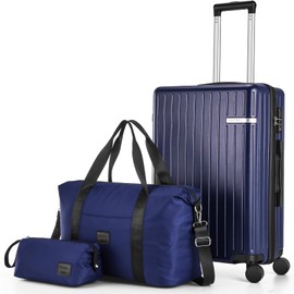 Hoteel Spinner Luggage Sets 3 Piece Carry on Luggage with TSA Lock for Men and Women, ABS+PC Hard Shell Rolling Carry-on Suit Case for Plane, Travel, Business, Dark Blue (20in/DB/TB)