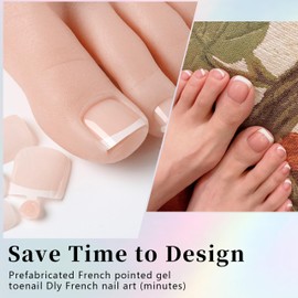 240 Stück Falsche Fußnägel Kit - Französisch Künstliche Zehennägel mit Klebelaschen, Hautfarbene Künstliche Zehennägel zum Aufdrücken und Aufkleben der Zehennägel für Frauen DIY (Nude French, 240x)