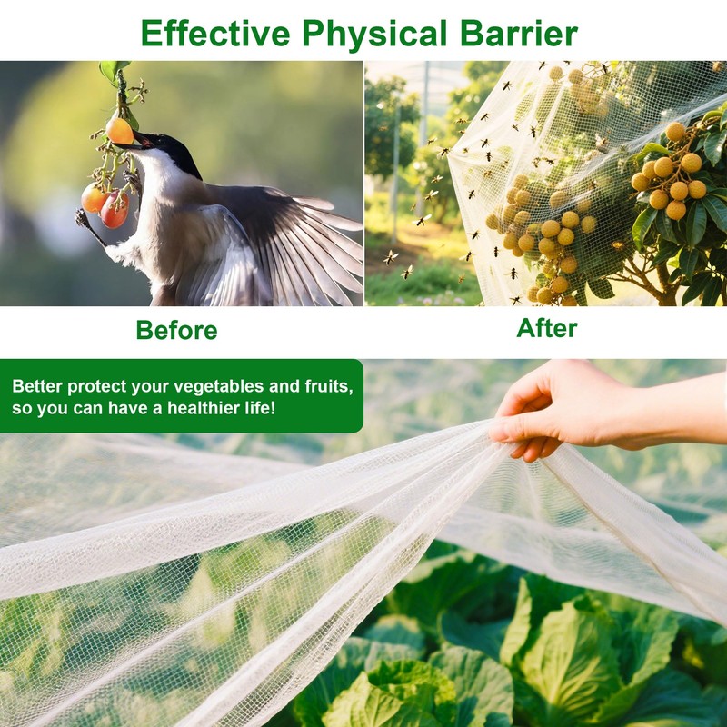 FOTMISHU Garden Netting 10x50FT Ultra Fine Mesh Netting Bird Barrier