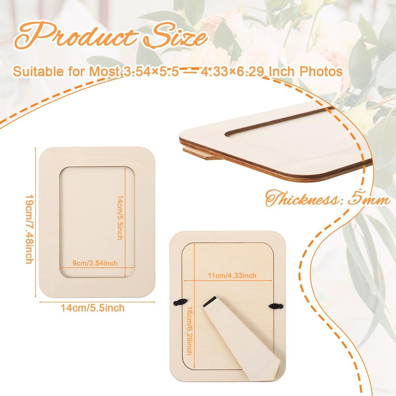 Wooden Picture Frames for Crafts 30 Pcs DIY Wood Frame