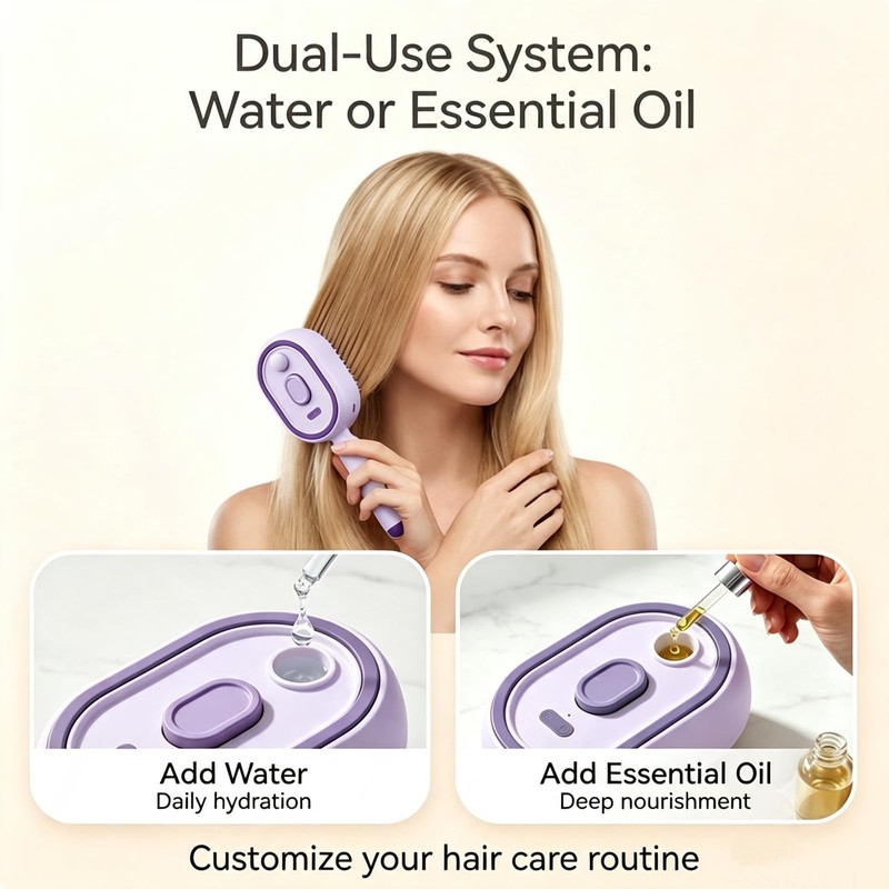 Electric Spray Air Cushion Massage Comb, Rechargeable Steam Brush for