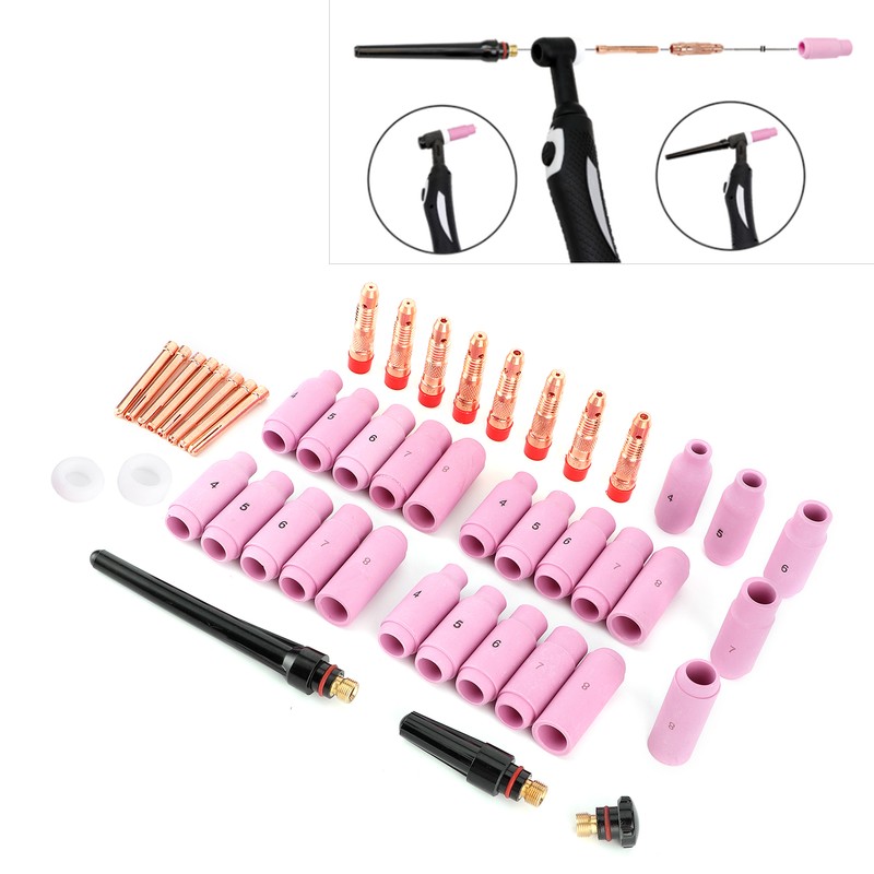 46Pcs Welding Nozzle TIG Contact Welder Nozzle for Torch 17/18/26