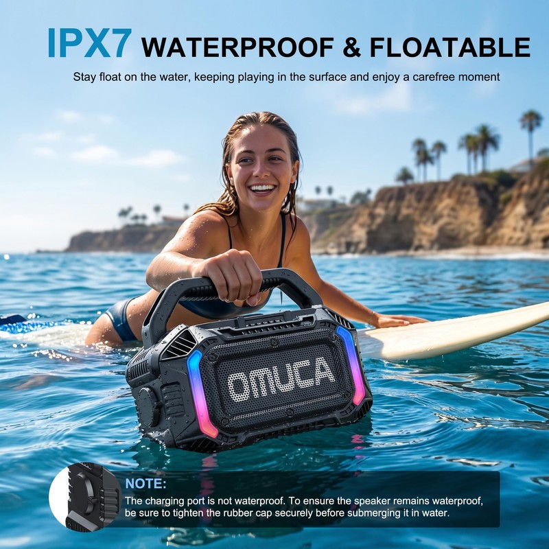 OMUCA Speakers Bluetooth Wireless, 100W Portable Bluetooth Speaker with Bass,