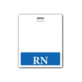 Oversized RN Badge Buddy - Horizontal Extra Large Badge Buddies for Registered Nurses - 3 3/8 X 4 1/8 Role Identification Badge Backer Card for Nurses- USA Printed by Specialist ID (Blue)