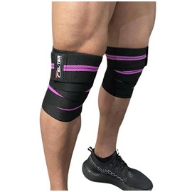 FELTER FITNESS Vendas para rodillas gym, rodilleras elásticas soporte para levantamiento de peso (rosa)