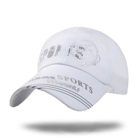 WHITE FANG CA014 Men's Mesh Cap, Logo, Numbering, Sports, Breathable,