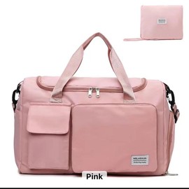 Gym Bag for Women, Waterproof Travel Duffle Bag Carry On Weekender Bag with Shoe Compartment & Wet Pocket, Gym Tote Bag for Travel, Workout, Sport lightweight grey multi-function - Color: Pink