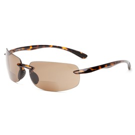 Speert 47BF Rimless Bifocal Reading Sunglasses +2.50 Tortoise Amber Men Women Bi-Focal Sun Glasses Reader Wrap Around Trendy