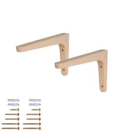 MS Beschläge Wooden Console Single or Pair Shelf Brackets Beech Shelf Bracket for Wall Mounting Wooden Angle Including Mounting Set Shelf Support Wall Shelf Holder (200 mm x 125 mm, 2, Quantity)
