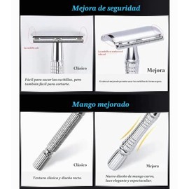 Rastrillo para Afeitar, Maquinilla de afeitar de doble con 5 cuchillas, afeitadora de bigote Set de afeitado personal de cuidado de la barba, Caja con