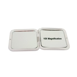 SKÖN lifestyle - Missy 15X/1X Personal Compact Glass Mirror - Powerful 15X magnification and traditional 1X mirror, Full 180 degree opening, Effortless magnetic open and close - Black