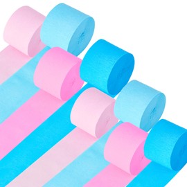 Pink Blue Crepe Paper Streamers, 656 Ft Gender Reveal Decorations Streamers Kit,8 Rolls Hanging Streamer Paper for Birthday Anniversary Baby Shower Shower Party Supplies