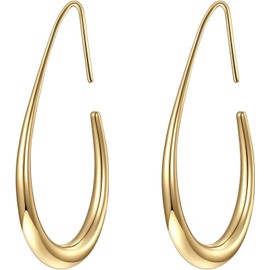 aesdox Lightweight Drop Hoop Earrings for Women 14K Gold/White Gold Plated Large Hoop Earrings Statement Jewelry Gift for Women Teen Girls, Yellow Gold
