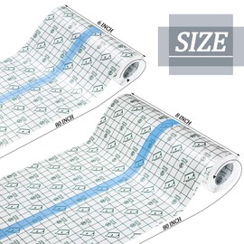 Nuanchu 2 Rolls Transparent Stretch Adhesive Bandage Waterproof Tattoo Bandage Round Transparent Film Dressing Clear Adhesive Dressing Tape for Shower Tattoos(6 Inch, 8 Inch Wide)