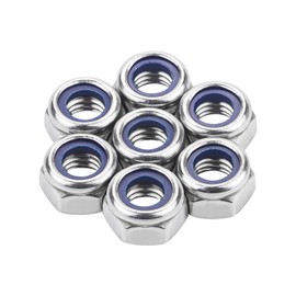 Favordrory M8 x 1.25mm 304 Stainless Steel Self-Lock Nylon Inserted Hex Lock Nuts, Self Clinching Nuts, 50 PCS