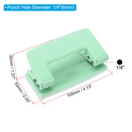PATIKIL 1/4" 2 Hole Paper Punch, Metal Hole Puncher 8 Sheet Punch Capacity Hole Punch for Office and Home Supplies, Green