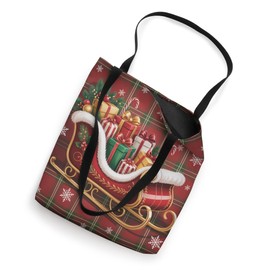 Christmas Sleigh Plaids and Snowflakes Tote Bag