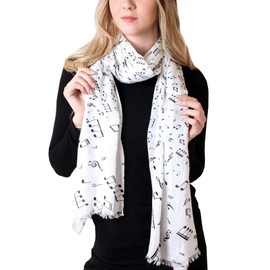 Anika Dali Women's Music Lover Musical Notes Fashion Scarf Shawl (Off-White)