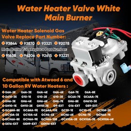 GC6AA-10E Rv Water Heater Solenoid Gas Valve With Main Burner-Compatible with Atwood 6 and 10 Gallon Water Heaters-Replace OEM # 92078 93870 93869 93844 92089- for GC10A-3E G6A-8E G6A-6E G6A-7E G10-2E