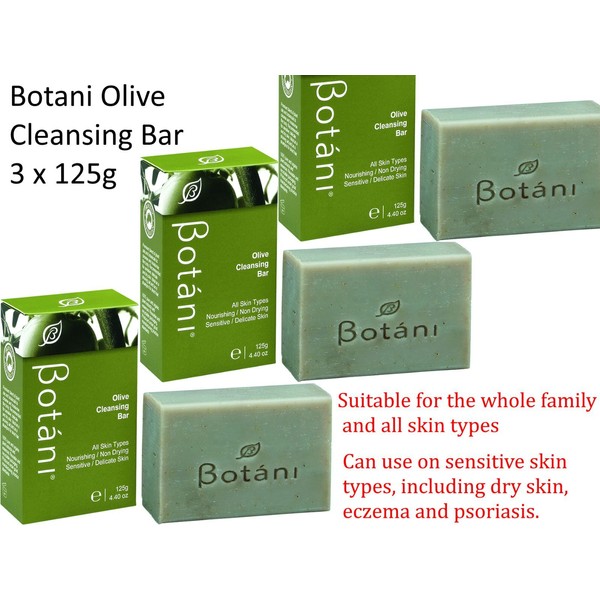 3 x 125g BOTANI Olive Cleansing Bar  ( soap sensitive skin, eczema  psoriasis )