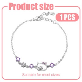 EIROVYA Kitty Bracelet Gifts for Girls, Cartoon Adjustable Bracelet for Girls Gifts, 1 Piece, bronze, M