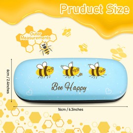 Weewooday Pack of 2 Honey Bee Hard Shell Glasses Case Sunglasses Case Animal Pattern Glasses Box with 2 Cleaning Cloths (Honey Bee)