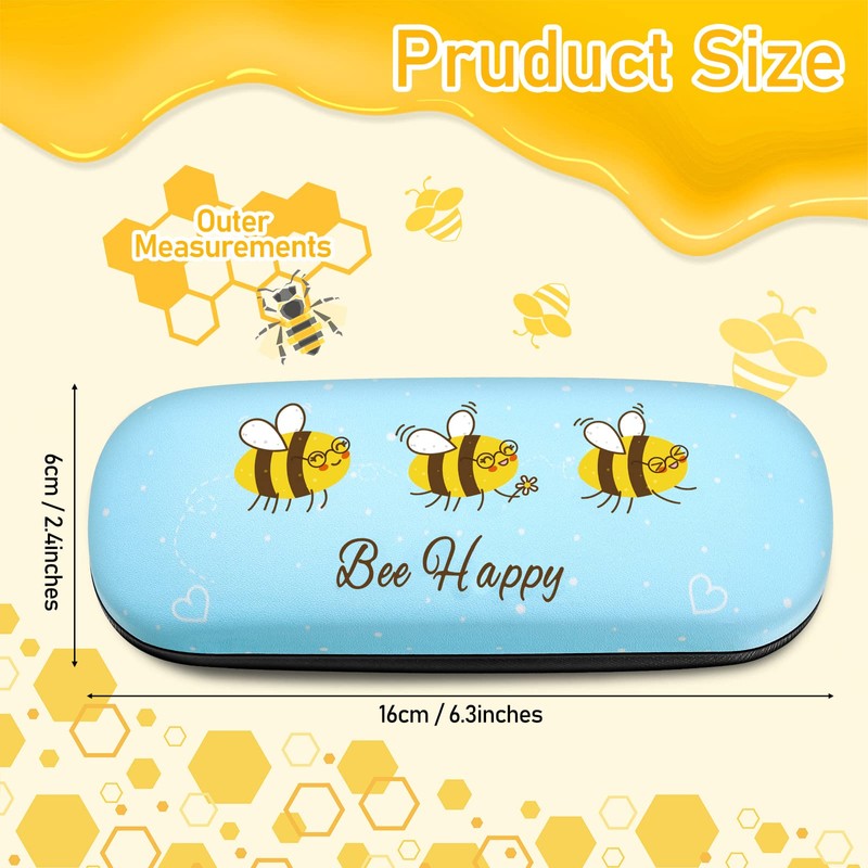 Weewooday Pack of 2 Honey Bee Hard Shell Glasses Case