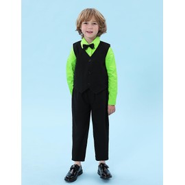 A&J DESIGN Toddler Suit for Boys Easter Gentleman Wedding St Patricks Formal Outfit Dress Clothes Set Tuxedo Black Green 2-3T