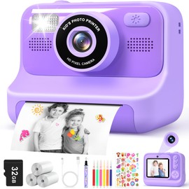 Subtail Instant Camera Children - 1080P Children's Camera Instant Camera - Selfie Digital Camera Children with 32GB - Birthday Gift Toy from 3 4 5 6 8 7 9 10 11 Years Girls Boys - Purple