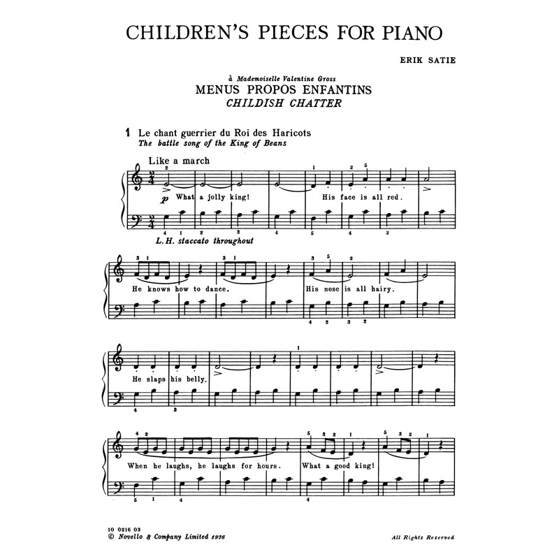 Satie Children's Pieces Piano